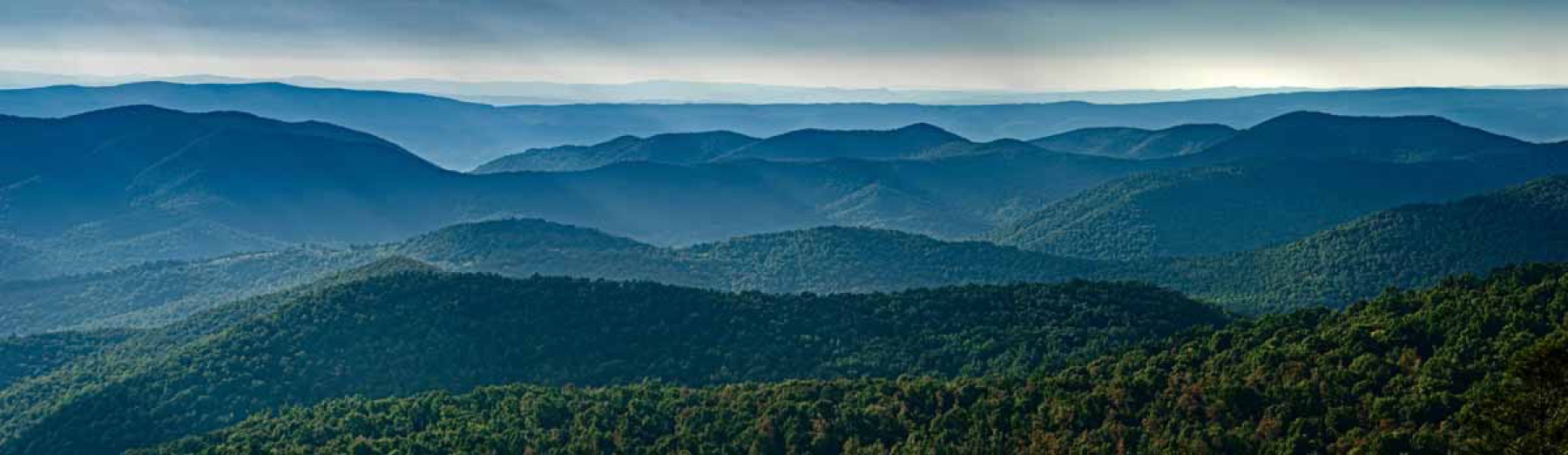 Ridges of the Blue Ridge mountains fading into haze